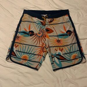 Billabong Orange and Blue Board Shorts Tropical Swimwear